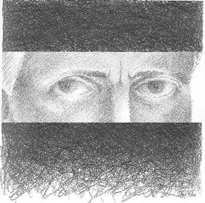 Black and white self-portrait, 1995